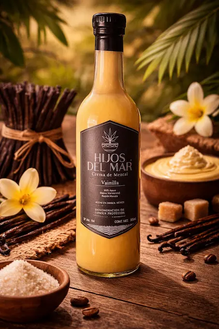 Botella de crema de mezcal 375ml de Origen Mazunte en varios sabores