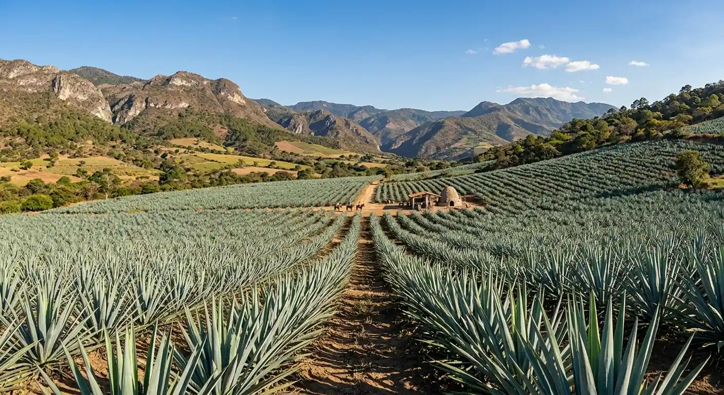 Plantación de agave espadín en Oaxaca
